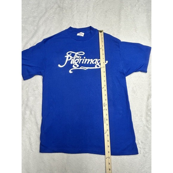 Vintage 80's The Pilgrimage Blue Single Stitch Graphic T-Shirt Size Medium - Picture 7 of 8